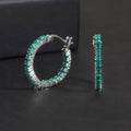 RZ0012 Abiding Jewelry 2mm Round Natural Green Agate Trendy Inside Outside Hoops 925 Sterling Silver Ear Hoop Earrings