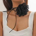 Vintage Flower Led Hawaiian Waist Chain Flower Choker Gothic Large Rose Long Wrap Collar Tie Floral Women Necklace