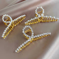 Women's Fashion Alloy Hair Claw Clip with Rhinestone Shark Design Pearl Barrette for Spray Painting Hair Accessories
