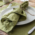 Light Green Napkin Cotton Soft Comfortable Hemstitch Wrinkled Fabric Napkin for Wedding Dinner Restaurant Custom Cloth Napkins