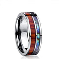 Best-Selling 8MM Tungsten Carbide Engagement Rings Wood Abalone Shell Stainless Steel  Rings Men Finger Ring
