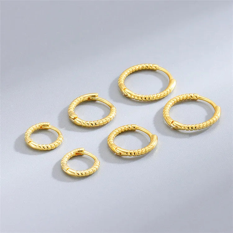 SP Fashion Twist Hoop Earring Gold Plated 925 Sterling Silver Multi Sizes Twisted Rope Huggie Hoop Earrings