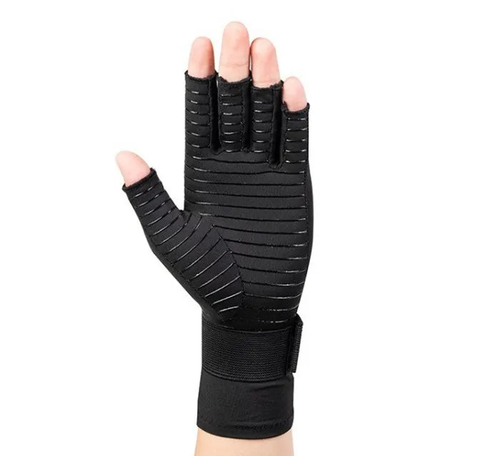 OEM Custom Winter Daily Use Anti-Slip UV Protection Breathable Half Finger Copper Compression Cycling Gloves