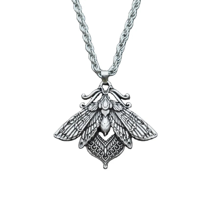 Vintage Insect Hawkmoth Moth Butterfly Pendant Necklace for Women Jewelry Gift