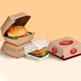 Wholesale Custom Biodegradable Disposable Kraft Paper Potato Chips Fast Food Packing French Fries Hamburger Packaging Burger Box
