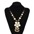 Handmade Beaded Flower Statement Necklace White Flower Stone African Necklace Maasai Necklace Hairband