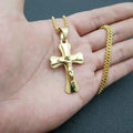316L Stainless Steel 18k Gold Plated Christian Jewelry Charm Necklace Jesus Cross Pendant