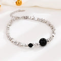 Handmade 925 Sterling Silver Triangle Bead Bracelet with Black Agate Trendy Geometric Shape for Children's Parties Engagements
