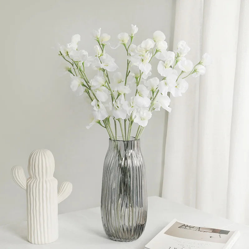YOPIN-1072 Artificial Sweet Peas Silk Orchids Real Touch Pea Blossom for Decoration