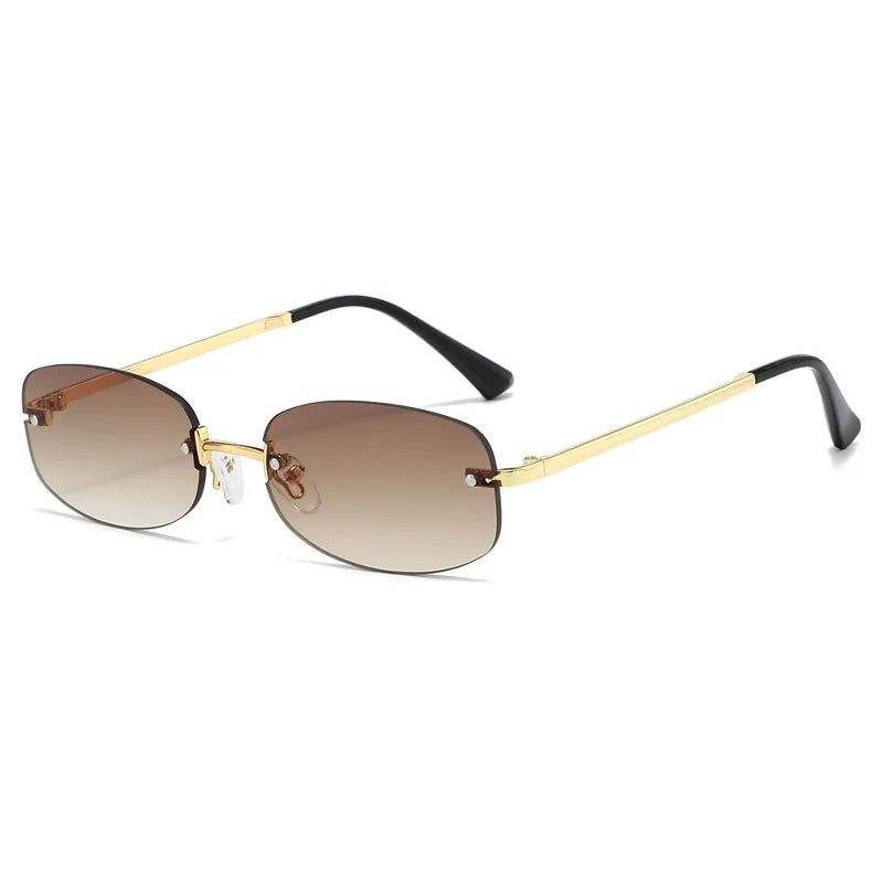 Superhot Eyewear 11518 Fashion 2024 Retro Rimless Rectangle Outdoor Vacation Photo Decorative Sunglasses