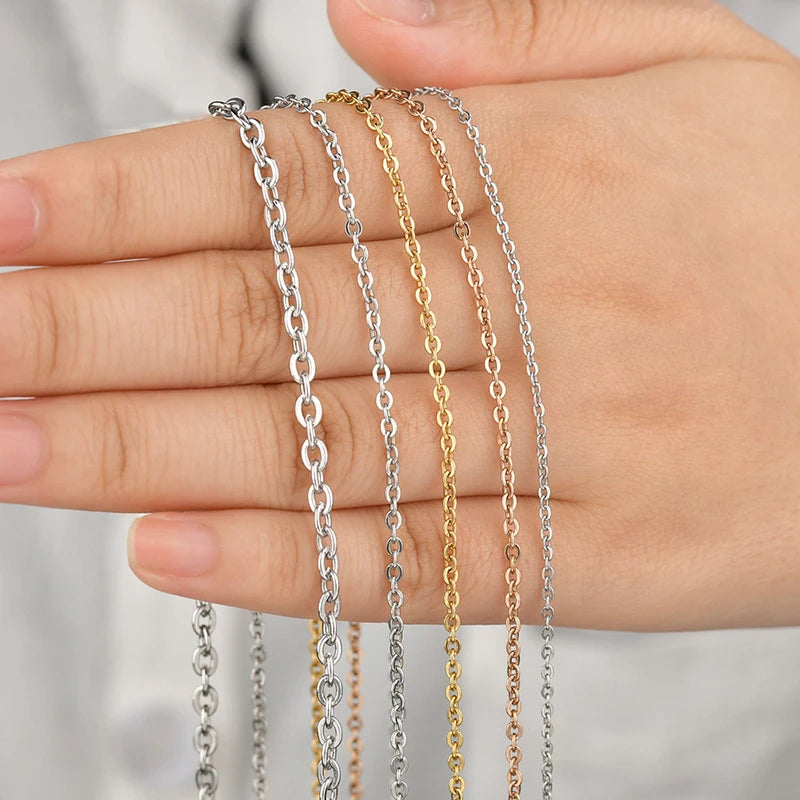 1.2/1.6/2/2.4mm Link Chain Jewelry 18K Gold Plated Stainless Steel Cable Chains for Diy Necklace Accessories