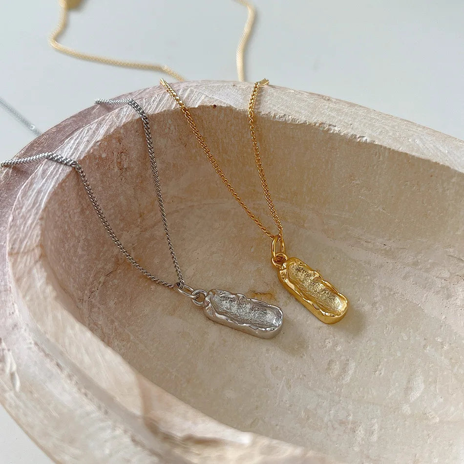VIANRLA 925 Sterling Silver Necklace Jewelry Gold Plated Rectangle Necklace Jewelry Gold Dainty Necklaces