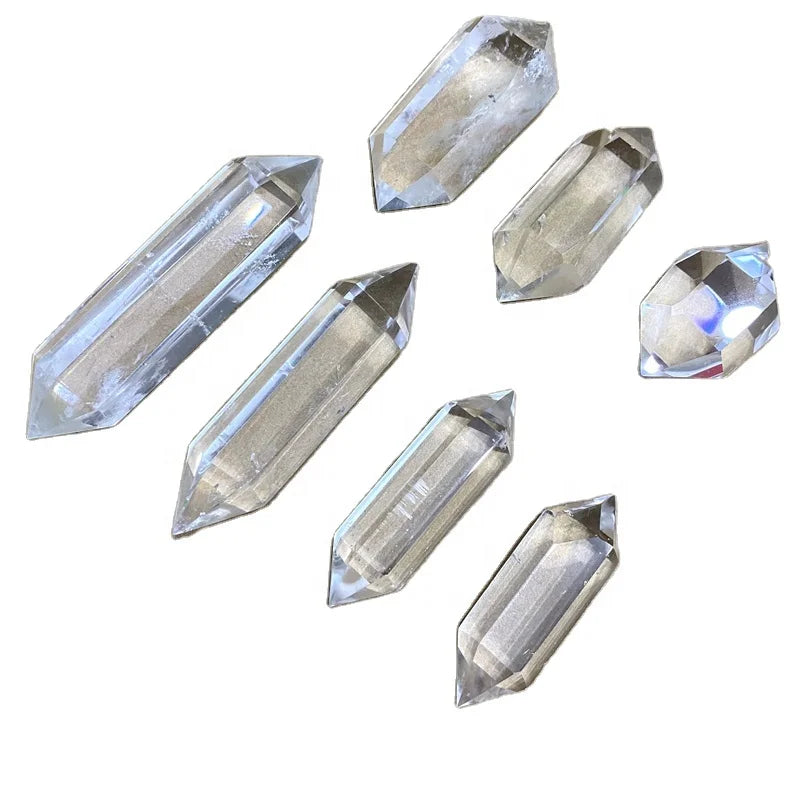 Wholesale Natural Clear Quartz Double Terminated Point Crystal Gemstone Wand Tower for Feng Shui Decoration