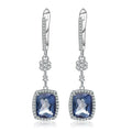 Natural Iolite Blue Mystic Quartz Gemstone Luxury Fashion Sliver Drop Piercing Jewelry Earrings for Women