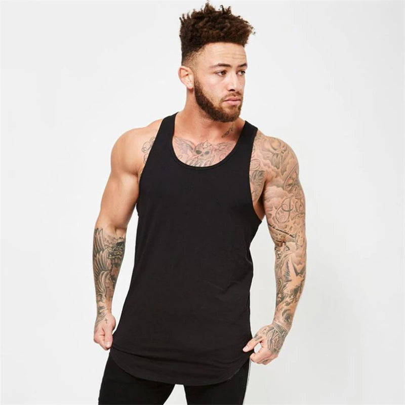 Summer Fitness Sling Wholesale 100% Cotton Men Gym Tank Tops Bodybuilding