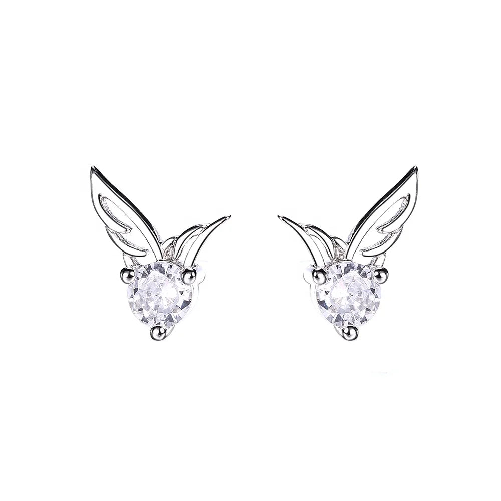 Fashion 925 Sterling Silver Bird Angel Wing Earring