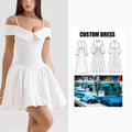 Custom Brand High Waist Pleated Dress for Women Casual Slimming Short Mini Dress One-Line Collar Suspender Natural Sweet Style
