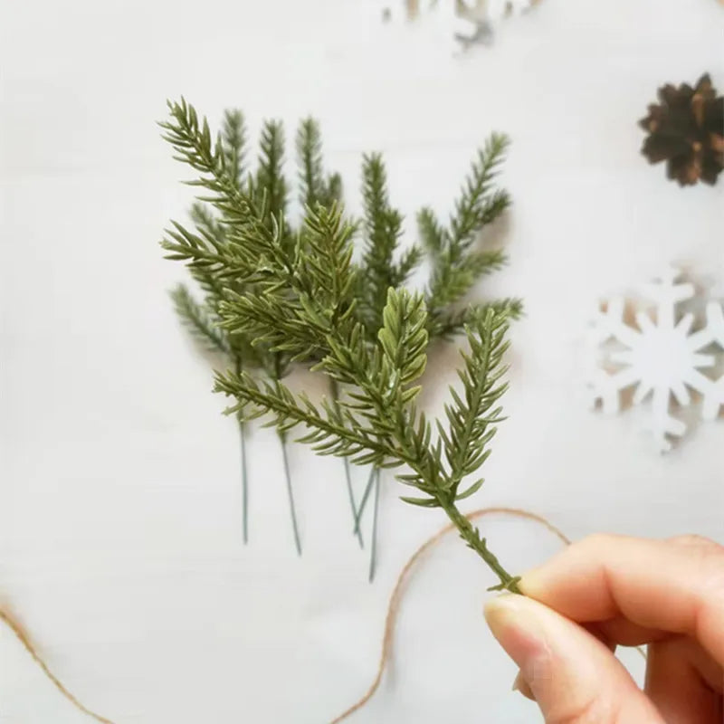 AYOYO Christmas Decorative Pine Needle Double Sided Stereoscopic 7-Fork Pine Needle Branch With Gift Box Packaging Accessories
