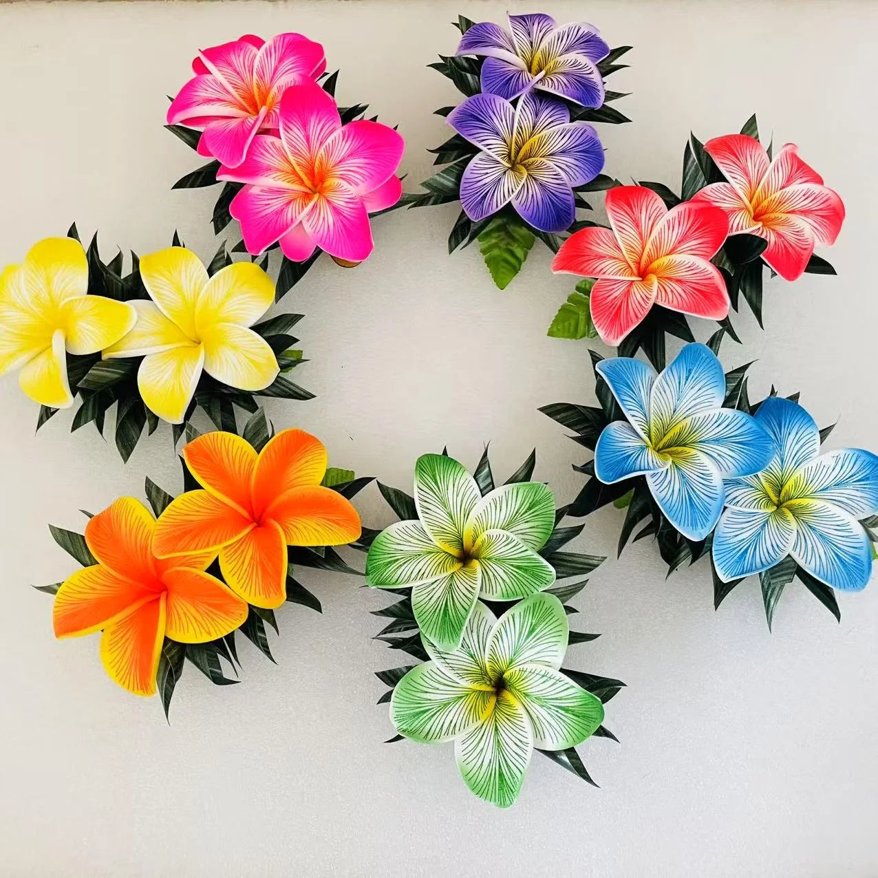 Double Foam Flowers Hair Clip Artificial Tropical Hibiscus Island Frangipani Tiare Pin Comb Headband Dancing Party Accessories