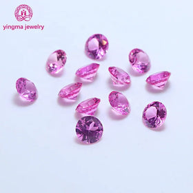 Lab Created Wax Setting Loose Corundum Gemstone 2# pink Round Shape 3mm-10mm Synthetic Corundum Ruby Gem for Jewelry Making