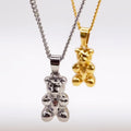 Waterproof Mens Jewelry Crafted 18k Pvd Gold Plated Offensive Bear Pendant Necklace Stainless Steel Hip-hop Bear Necklace Hot