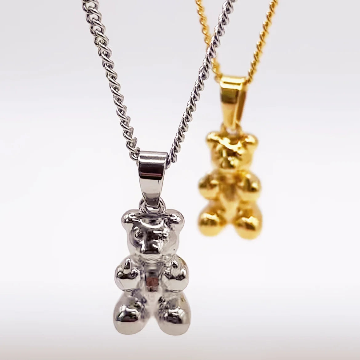 Waterproof Mens Jewelry Crafted 18k Pvd Gold Plated Offensive Bear Pendant Necklace Stainless Steel Hip-hop Bear Necklace Hot
