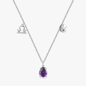 925 Sterling Silver Fashion Fine Jewelry Signs of Zodiac Libra Symbol Brand Charms Pendant Link Chain Necklace