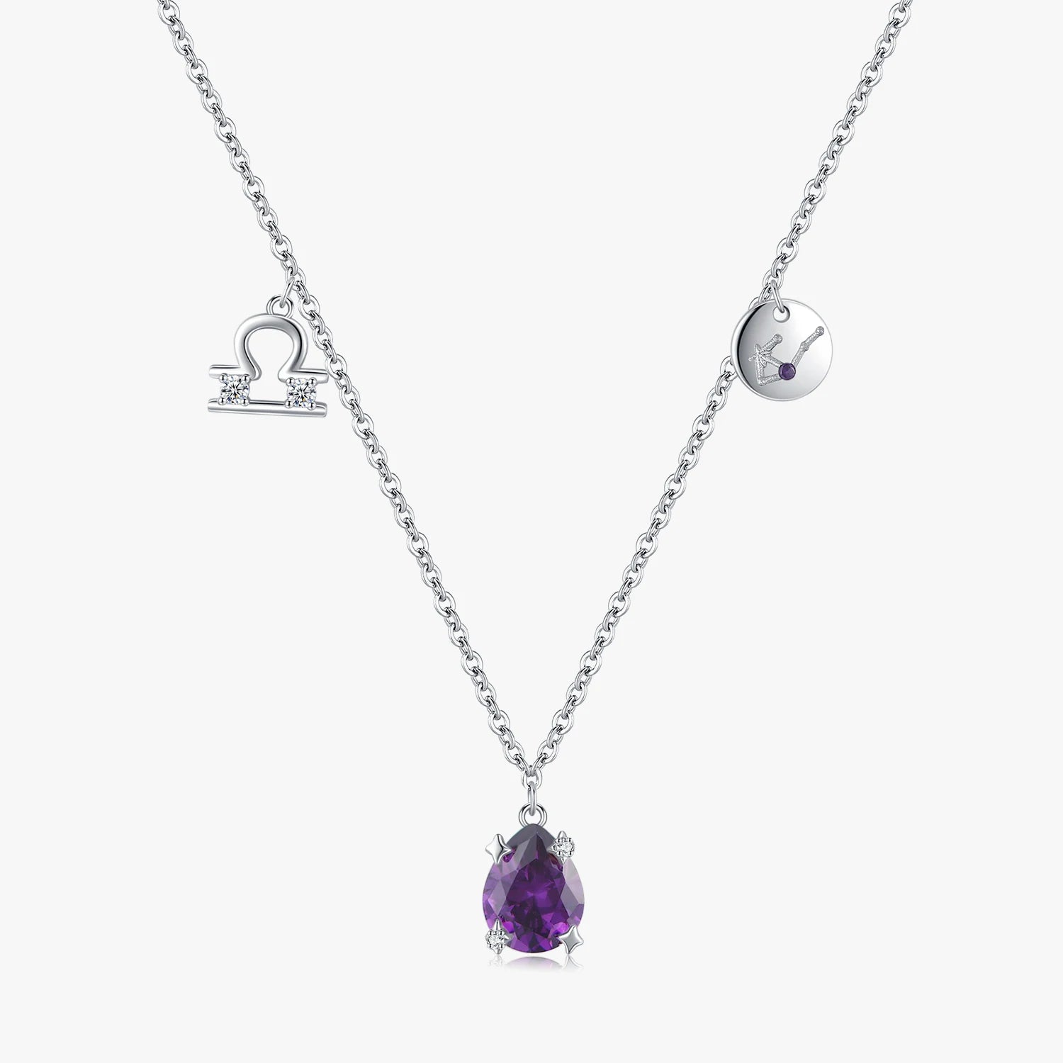 925 Sterling Silver Fashion Fine Jewelry Signs of Zodiac Libra Symbol Brand Charms Pendant Link Chain Necklace