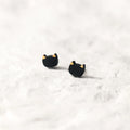 925 Sterling Silver Ceramic Material Black Cat Cute Kid Earring Jewelry