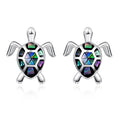 YFN Jewelry 925 Sterling Silver Beach Animal Design Abalone Shell Sea Turtle Stud Earrings