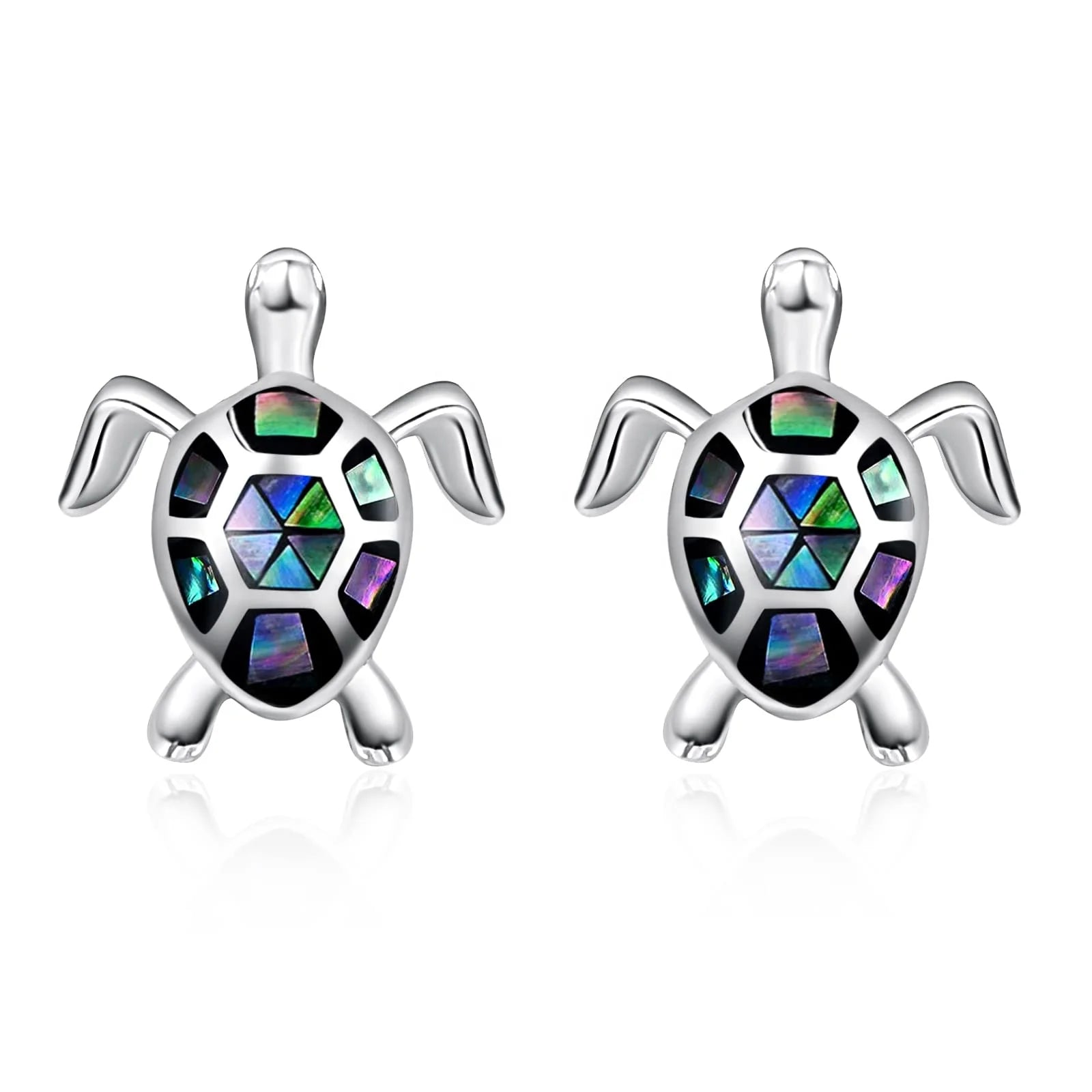 YFN Jewelry 925 Sterling Silver Beach Animal Design Abalone Shell Sea Turtle Stud Earrings