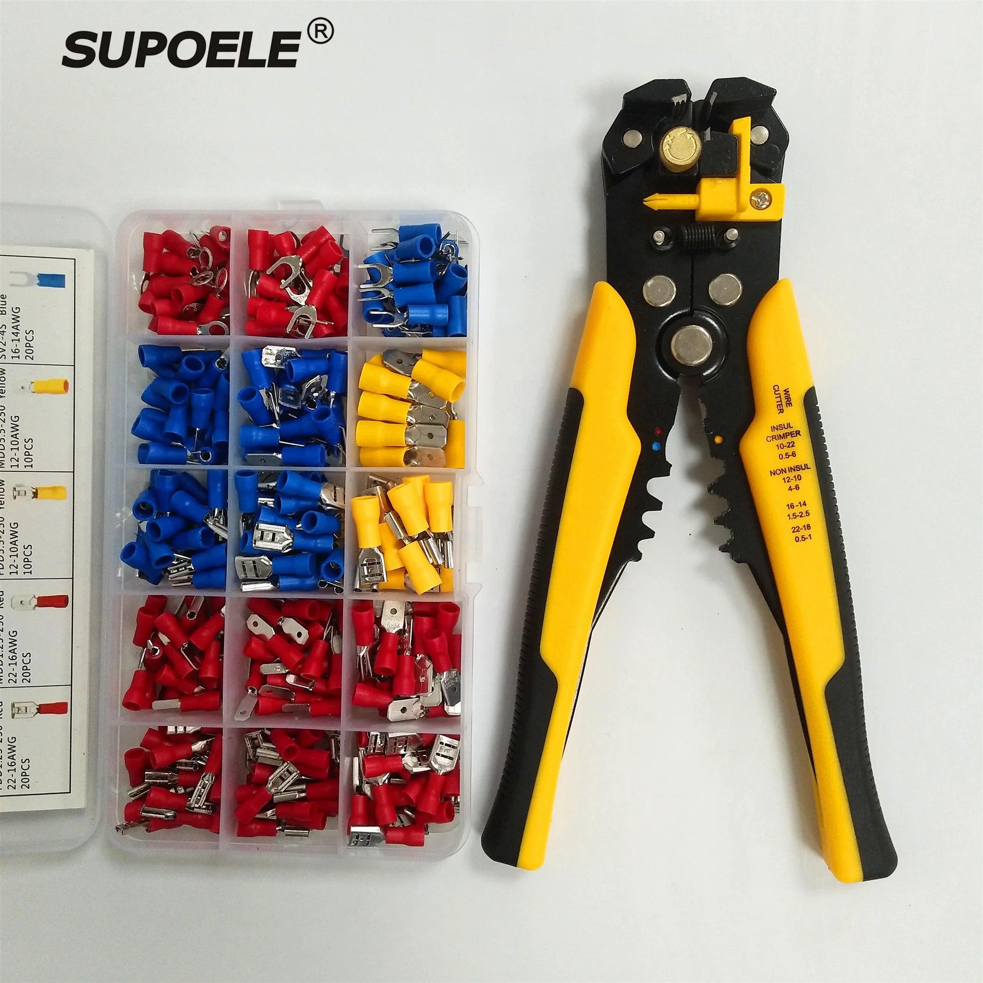 HS-D1 Steel Metric Multi-Function Hand Crimping Tool Pliers 0.2-6.0mm Wire Stripper Cutter 280PCS Insulated Terminal Block OEM