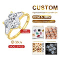 Fine Jewelry Supplier Engagement Wedding 3ct Heart Moissanite Diamond Hollow 14K Gold Rings for Women