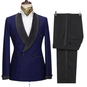 S8598F 2026 Hot Selling Black Lapel Two-Piece Wedding Banquet Grooms Suit Plus Size Single-Breasted Closure Men's Suit Se