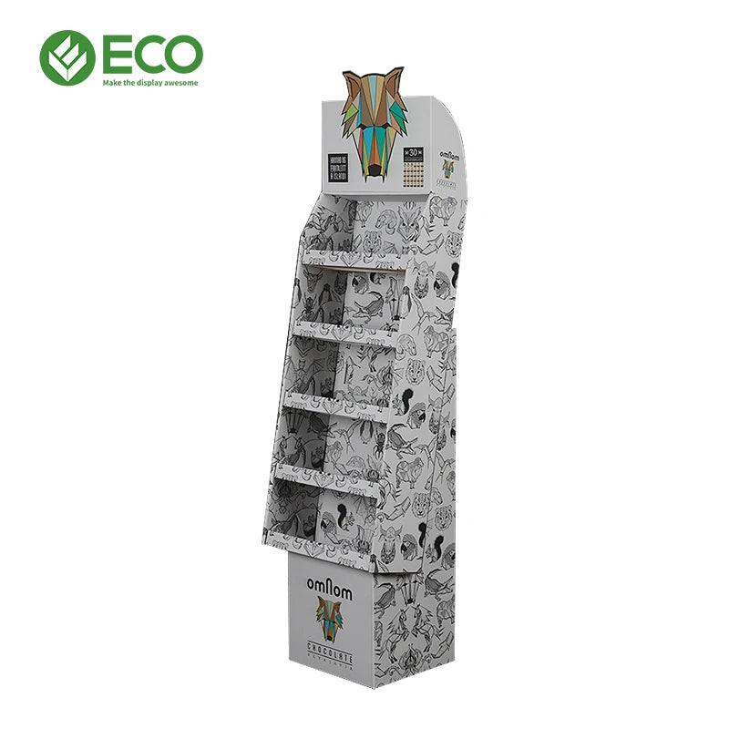 Factory Wholesales ECO Package Customized Supermarket Cardboard Floor Display Stand CMYK 4C Printing Short Time for Retail