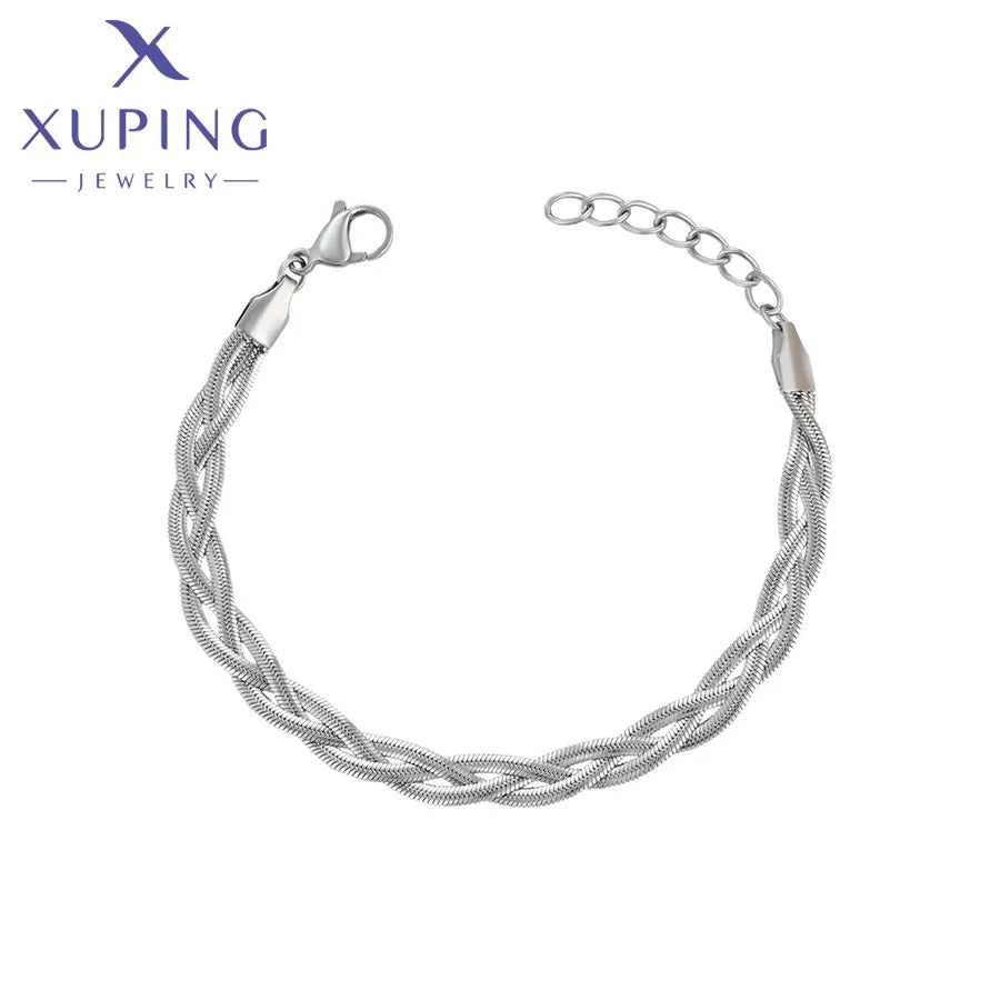 T000955248 Xuping Jewelry Sliver Color Simple Fashion Stainless Steel Men Bracelets