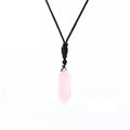 HZ Bullet Point Crystal Necklace Pendant Hexagonal Natural Stone Pendant Healing Stones Crystal Point Pendant with Chain
