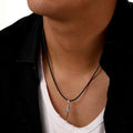Ins Fashion Personalized Stainless Steel Small Knife Pendant Black Wax Cord Rope Short Choker Necklace for Men