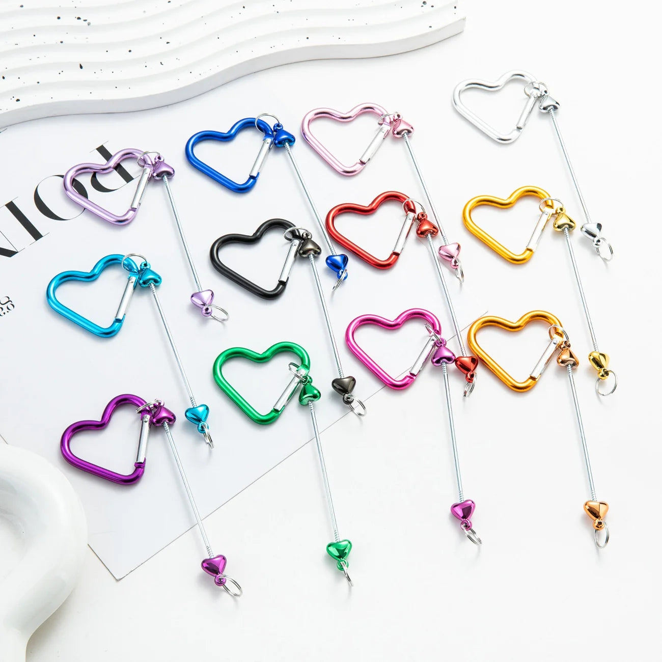 Multifunctional DIY Love Beaded Carabiner Metal Hook Key Buckle for Backpack & Outdoor Adventures Jewelry Findings & Components