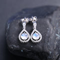 F0216 OEM ODM Custom Made Fancy Jewelry Wholesale 925 Sterling Silver Big Beautiful Women Rainbow Moonstone Drop Earrings