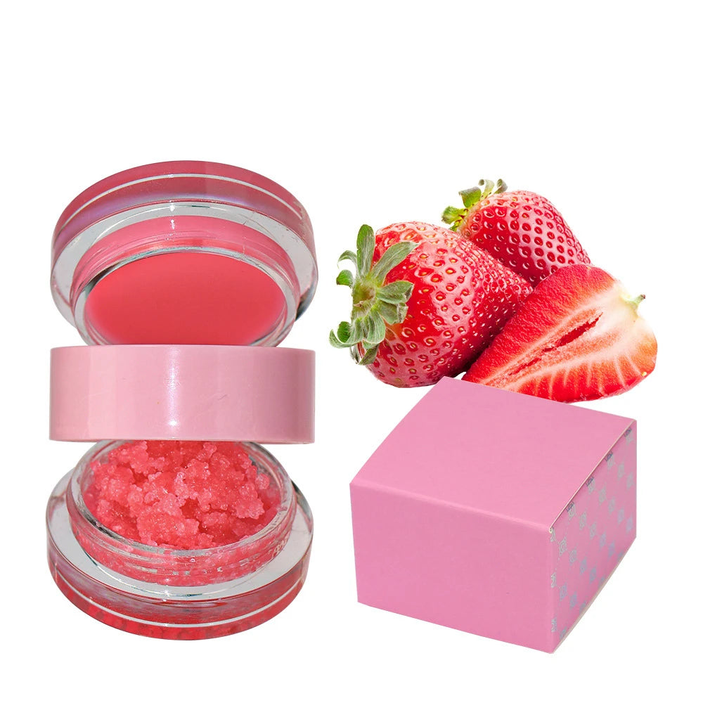 Factory Cosmetics Moisturizing Lip Mask Lip Scrub 2 in 1 Lip Balm Support Customized Logo 4 Fruit Scents Vegan Cruelty Free