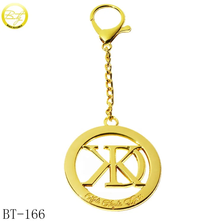 Handbag Hardware Making Customized Gold Letter Brand Chain Label Zinc Alloy Accessory Metal Keryings for Purse