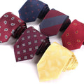Men's Classic Red Striped Tie with Cashew Flower Print Polyester Material for Weddings and Parties
