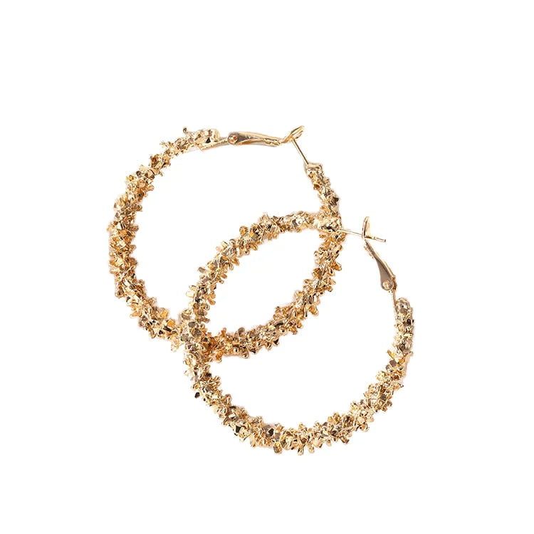 Korean Fashion Simple Gold Plated Statement Big Hoop Earrings for Women Trendy Wholesale Ear Jewelry Main Material Alloy