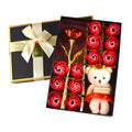 Valentine's Day Artificial Red Roses Colored Flower Soap Gift Box 12 Soap Roses and Flowers Gift Box With Bear