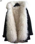 OFTBUY 2023 Long Fashionable Real Mongolia Sheep Fur Liner Parkas for Women Thick Warm Hooded Fur Jacket Plus Size Fur Parkas