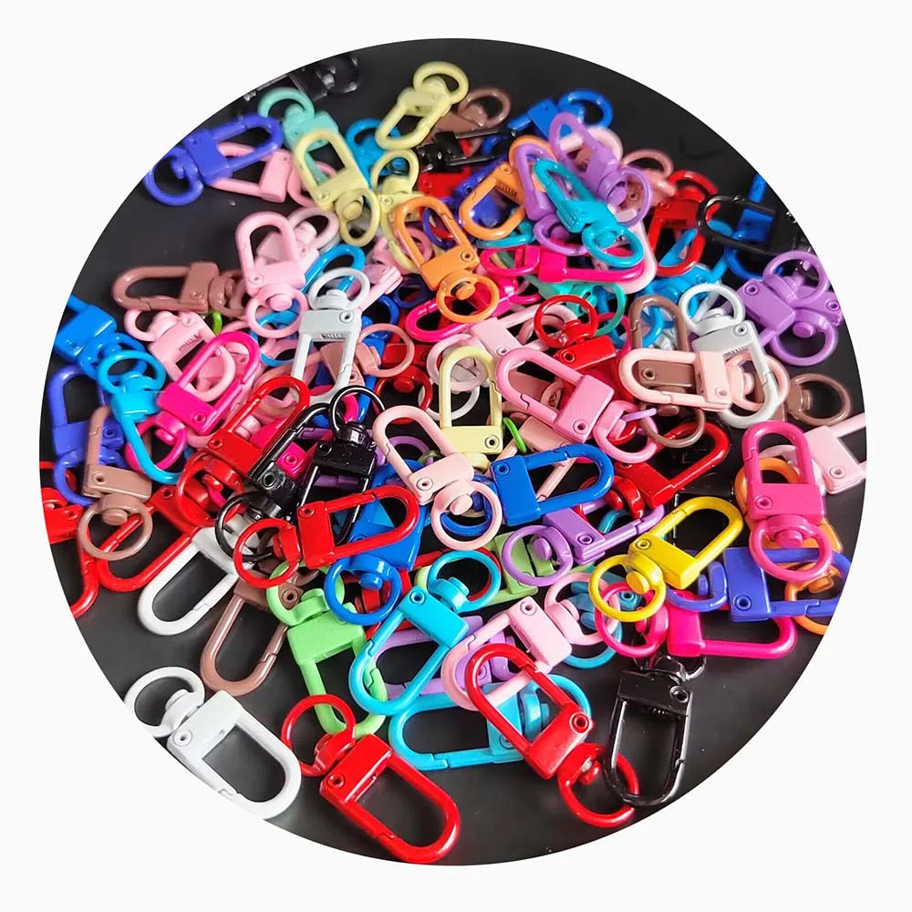 100pcs Colorful Plated Metal Lobster Clasp Hooks Key Ring Connector Clasps for DIY Jewelry Making Keychain Necklace Accessories