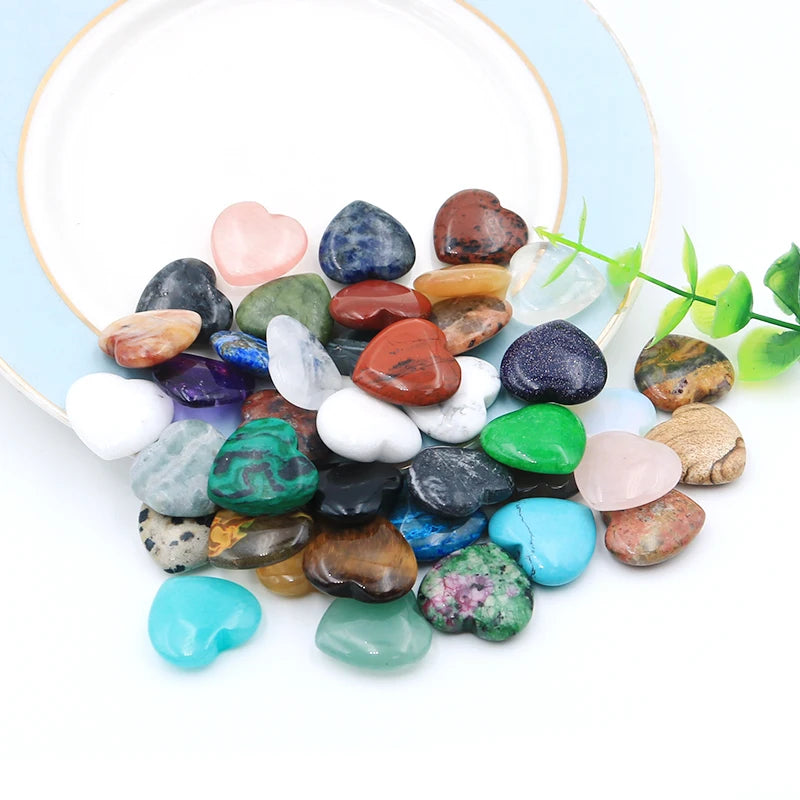 Natural Crystal Heart Carving Mini Gemstone Charms Chakra Healing Energy Stone for Jewelry Making Home Decor Spiritual Gift Love