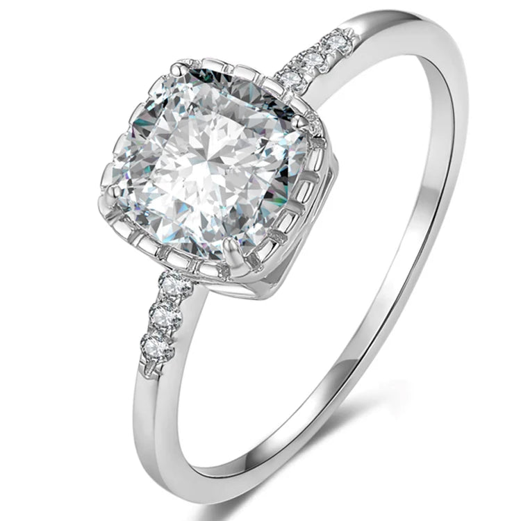 Bridal Jewelry Wedding Engagement 925 Silver Cubic Zirconia Rings Silver 925 Fine Jewelry Rings