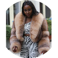 Special Fox Fur Winter Warm Women Big Shawl Real Fox Fur Collar Coat